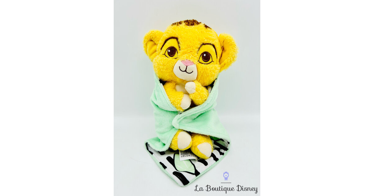 Peluche Simba Le roi lion Disney lion couffin couverture verte 25 cm